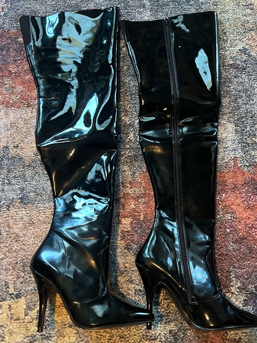 Black Patent Thigh-High Boots SIZE 10